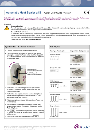 A4S自动滚动热封器快速用户指南（EN）