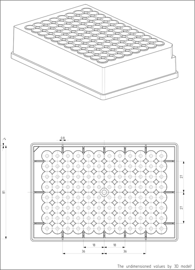 96圆深井储存孔板，用于磁选机技术图纸