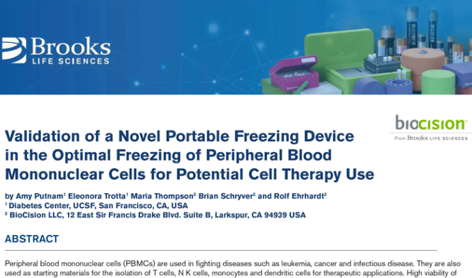 在最佳冻结外周血单核细胞的最佳冻结中验证新型便携式冰冻装置用于潜在的细胞治疗