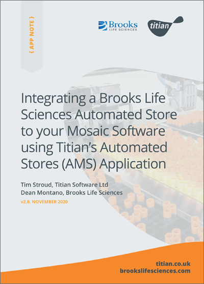 将Brooks Life S188宝金博手机网址ciances自动化商店整合到您的Mosaic软件中使用Titian的自动商店（AMS）应用程序