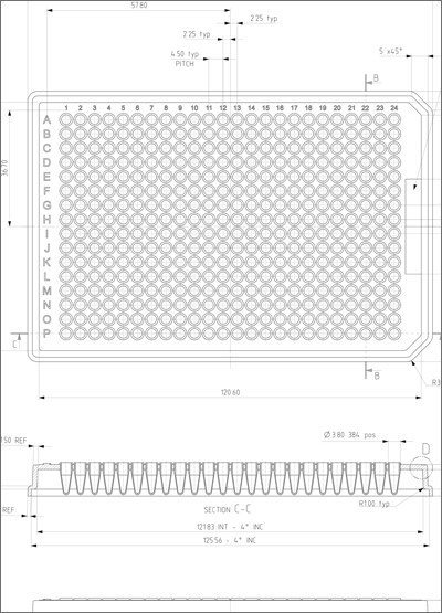 Framestar 384良好的PCR板，Roche风格的技术绘图