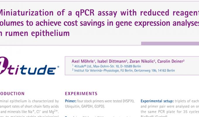 QPCR测定的小型化，减少试剂卷，以达到瘤胃上皮的基因表达分析中的成本节约
