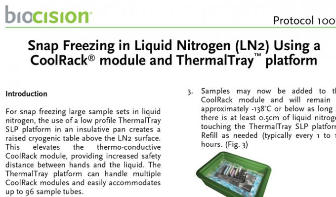 使用冷却架和热托盘在液氮中快速冻结