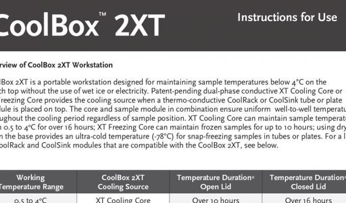 Biocision Coolbox 2XT使用说明