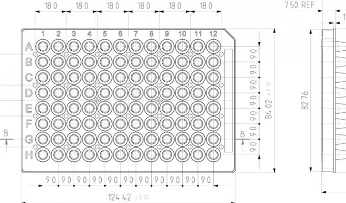 96 Well Semi-Skirted PCR plates technique Drawing