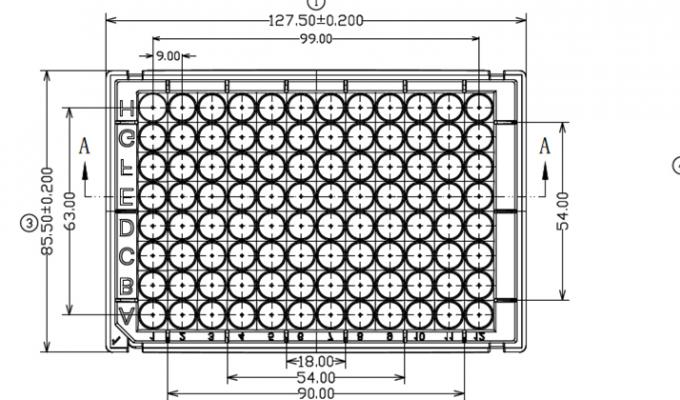 96广场深孔微孔板，翠鸟™风格技术制图