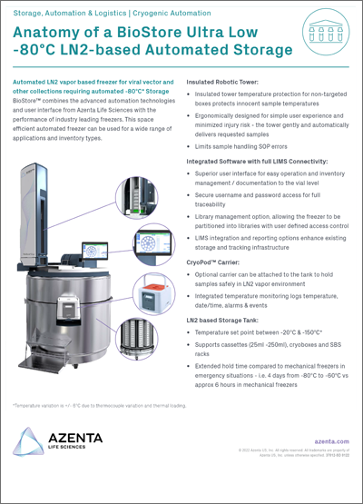 Anatomy of BioStore™ -80°C LN2-Based Automated Storage System